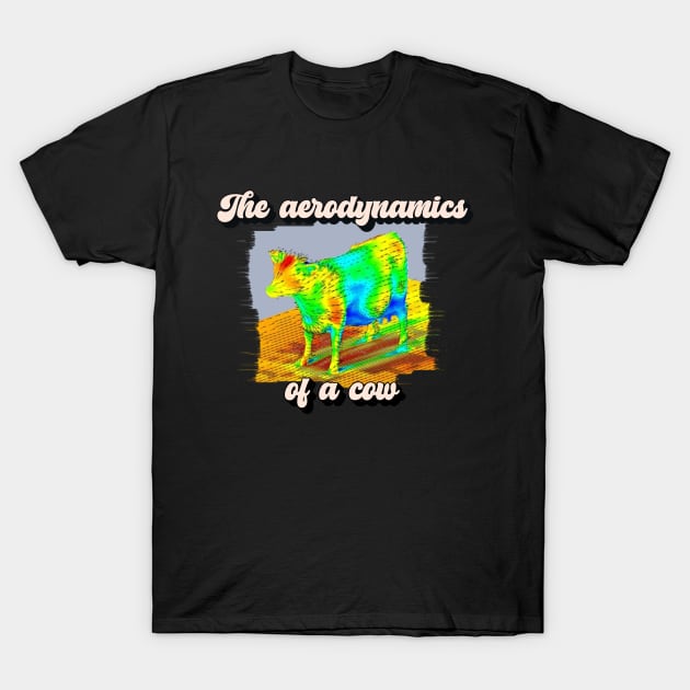 The Aerodynamics of a Cow - Random Funny Abstract Meme with Retro Font Design T-Shirt by TheMemeCrafts